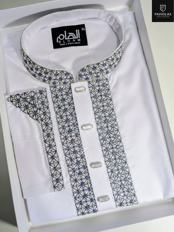 Exclusive Cotton Embroider Panjabi-White(PW-155)