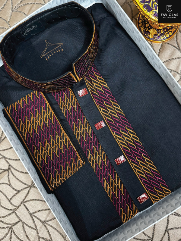 Premium Black Embroidery Panjabi (PFE-119)