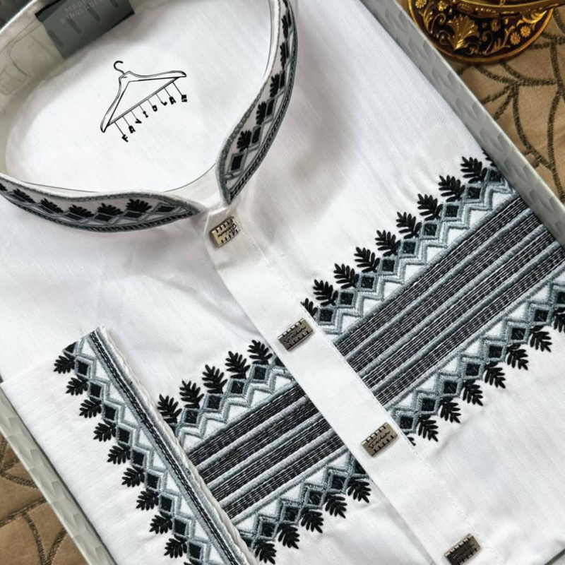 Premium White Embroidery Panjabi (PFE-117)